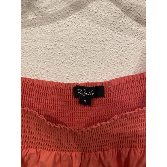 Rails Sonora Blouse Womens Small Spiced Coral Flutter Sleeve Smocked Sq Neck - Picture 3 of 5